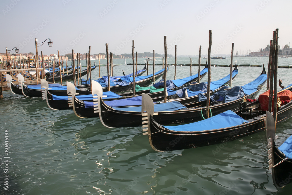Traditional gondolas in Venice, Italy