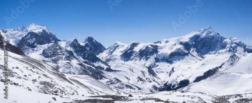 High mountain range. Natural panoramic composition
