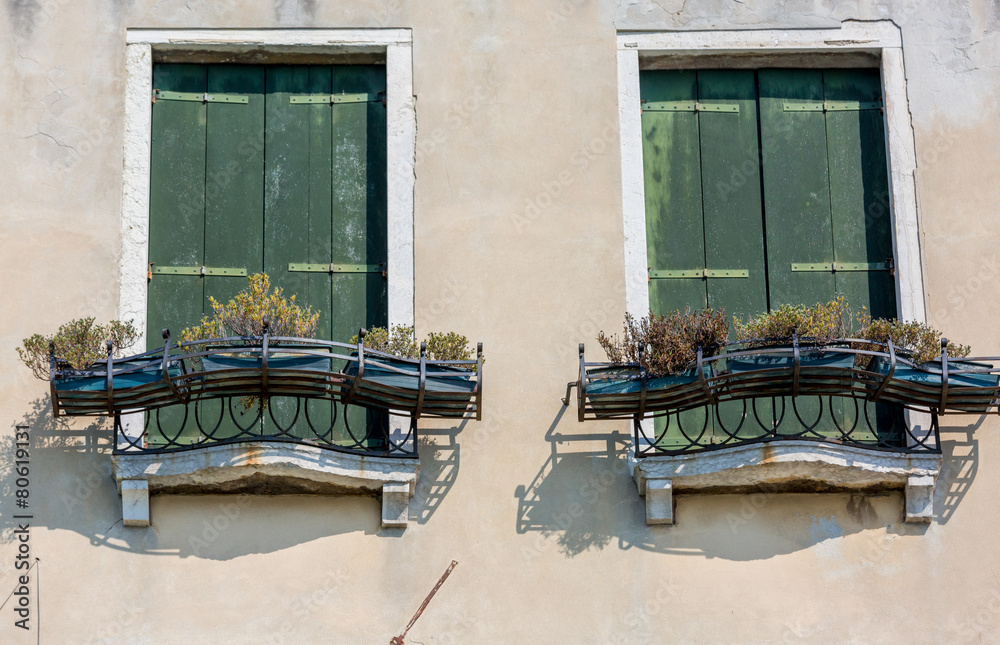 Beautiful windows of a typical house, Italy Stock