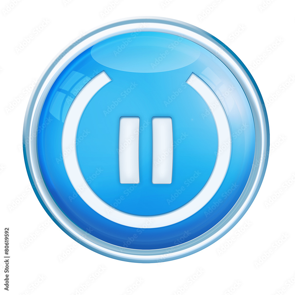 Button - Smilie blau, weiß als Powersymbol, freigestellt