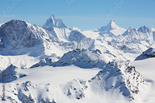 High alpine mountains in Switzerland © dislentev