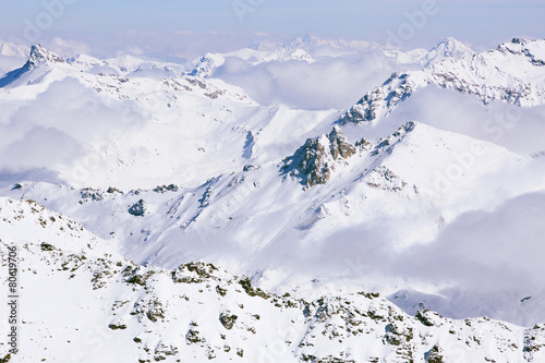 High alpine mountains in Switzerland photo