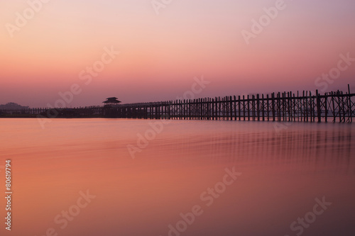 U bein bridge and Taungthaman lake in Amarapura, Myanmar (Burma) © dislentev