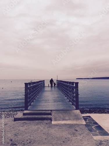 wooden pier on beach by sea