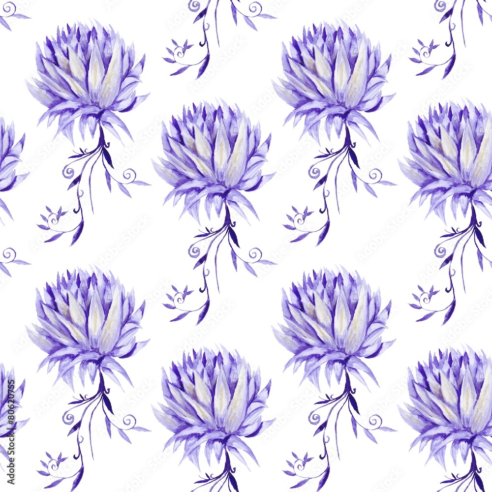 Renaissance Pattern with Purple Flowers