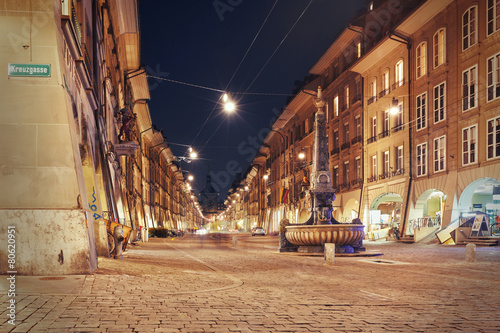 night view on the alley Kramgasse at Bern photo