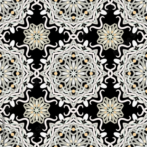 Seamless background with round lacy elements.