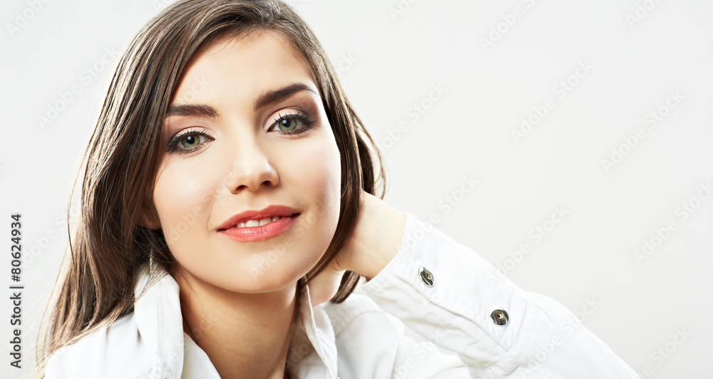Teenager girl close up beauty portrait isolated on white backgr Teenager girl close up beauty portrait isolated on white backgr