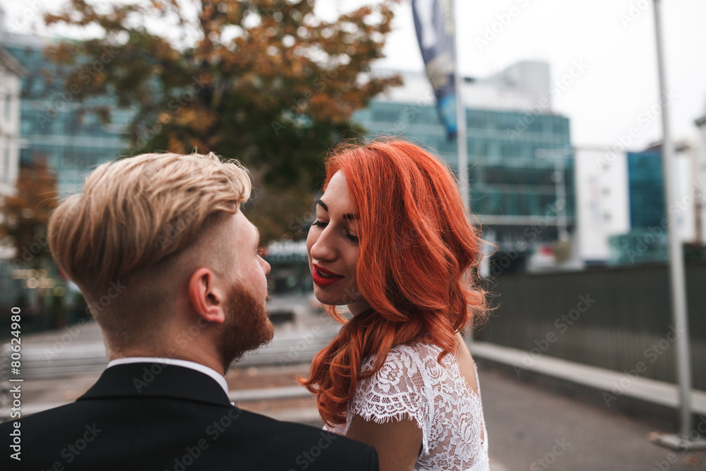 Wedding couple in city Wedding couple in city