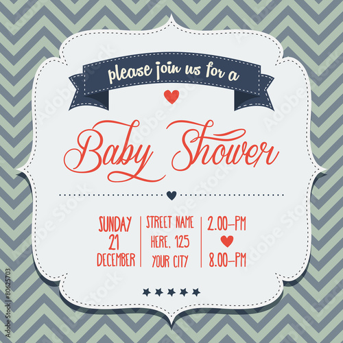 baby shower invitation in retro style