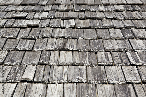 Wooden rooftop of shingles