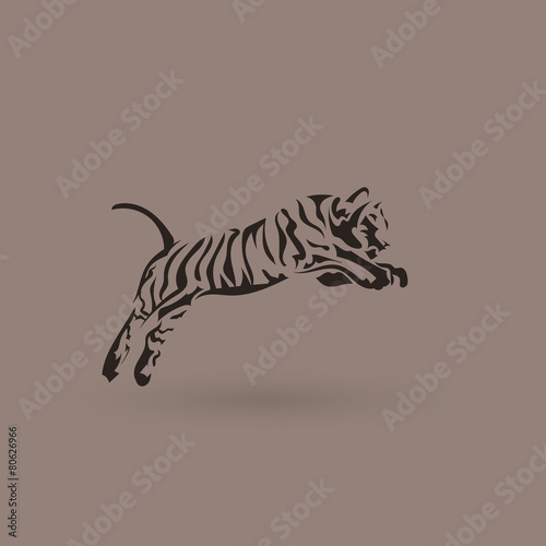Vector silhouette tiger in jump. Creative idea logotype.