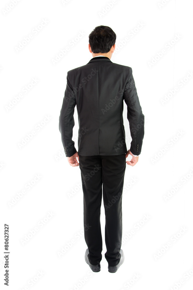 Businessman standing with back isolate Businessman standing with back isolate