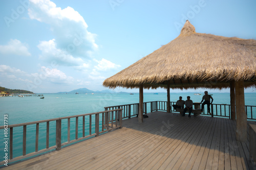 Fototapeta Naklejka Na Ścianę i Meble -  Wooden pavilion over the sea at Koh Samet island Thailand