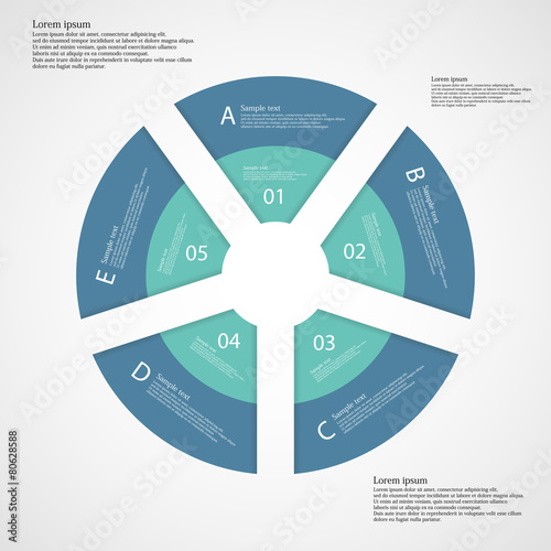 Ring from five separate blue parts
