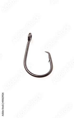 Fish hook over white background