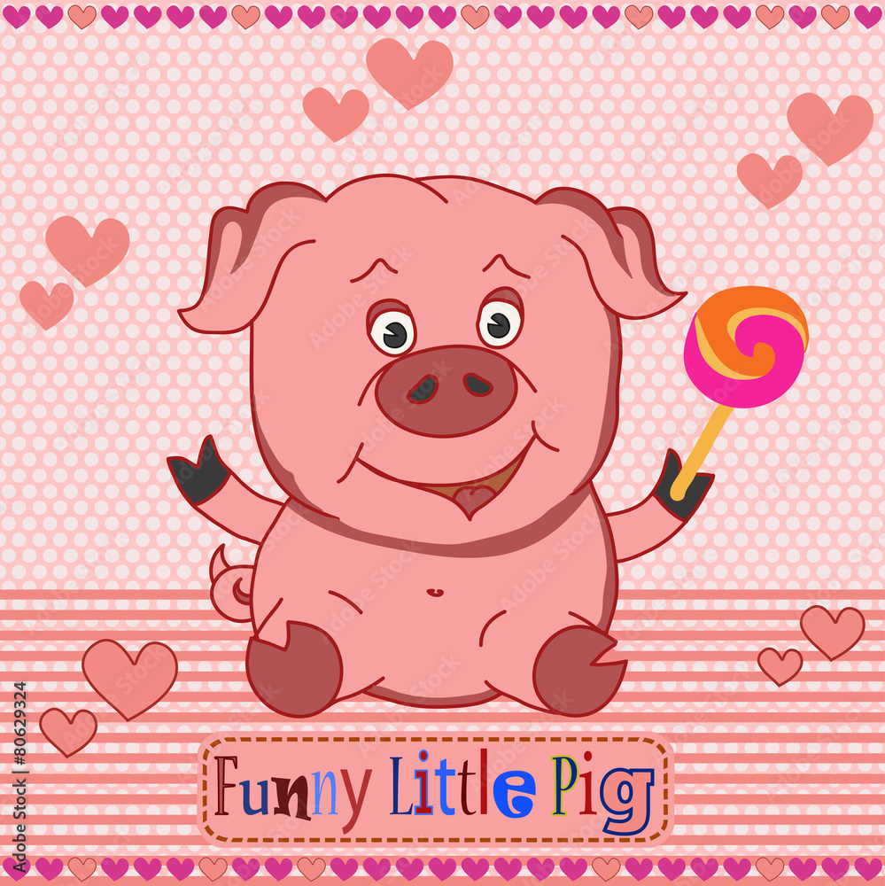 Funny little pig. Vector pattern Funny little pig. Vector pattern