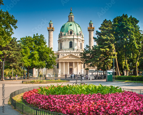 Karlsplatz with Karlskirche in Vienna, Austria