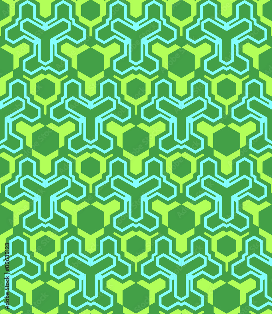 abstract geometric blue green seamless pattern