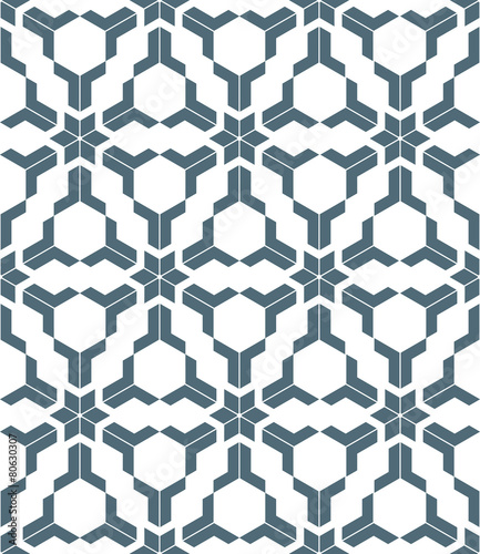 geometric abstract flowers monochrome seamless pattern.