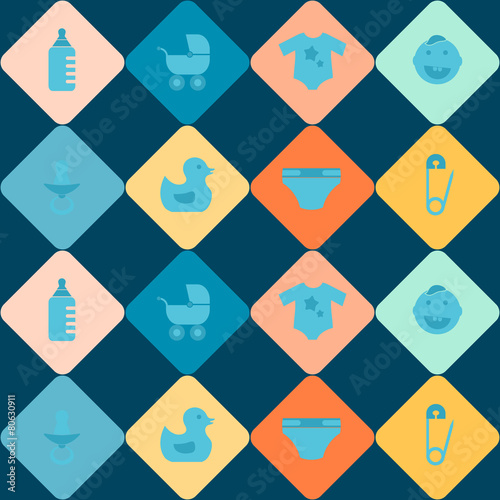 Seamless background with baby stuff