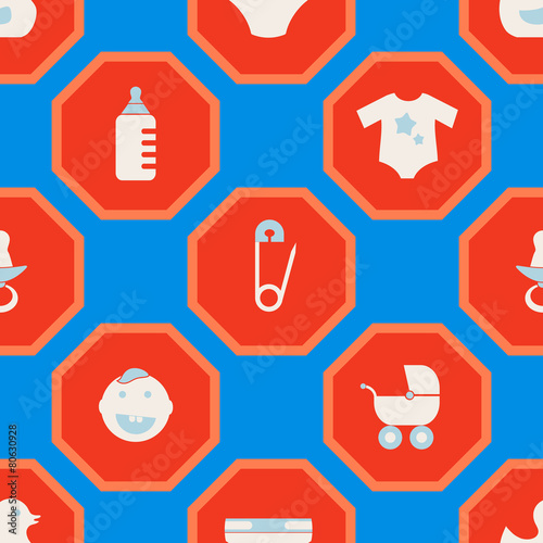 Seamless background with baby stuff