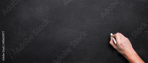Foto Hand vor Kreidetafel Hintergrund
