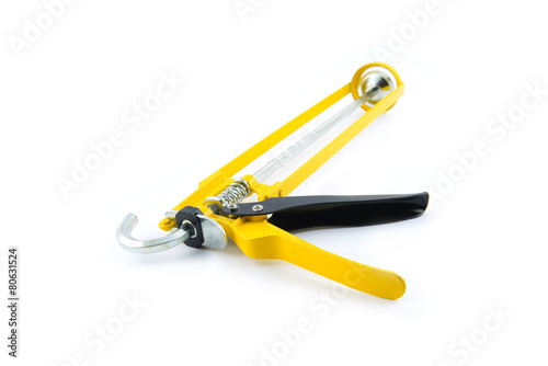 Silicone glue gun for waterproof works, isolated on white