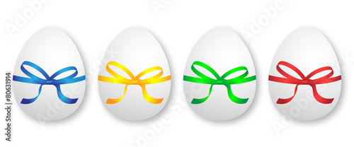 Easter eggs with ribbon and bow