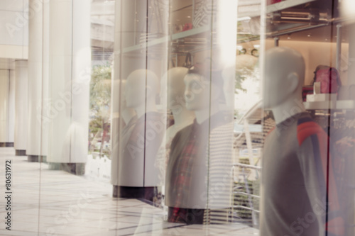 Group of fashion on window model blurred background