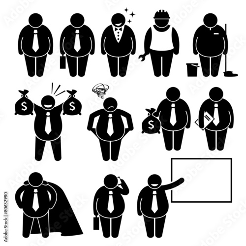 Fat Businessman Business Man Worker Cliparts