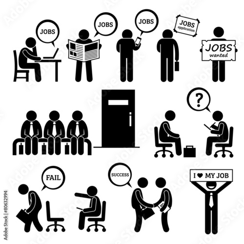 Man Looking for Job Employment and Interview Cliparts