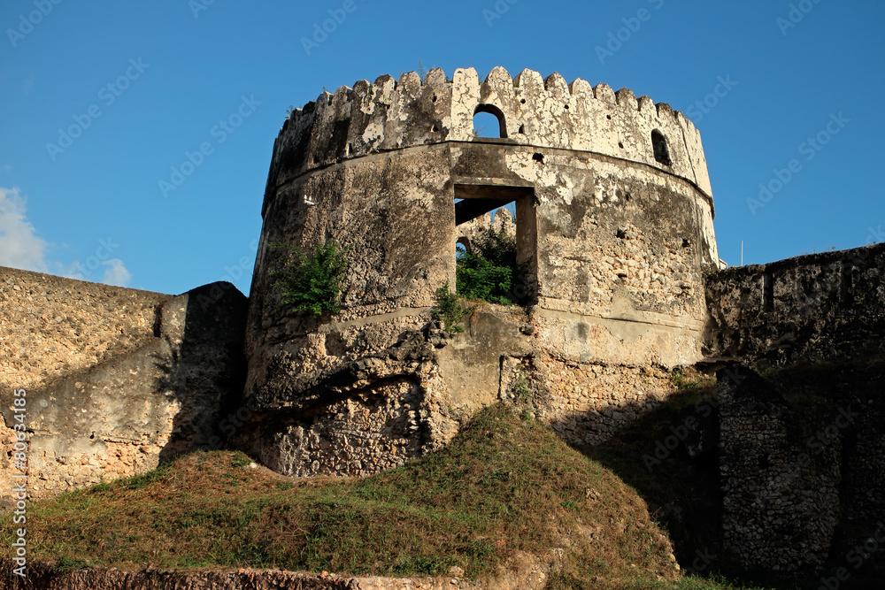 Tower building of historical fort, Stone Town, Zanzibar