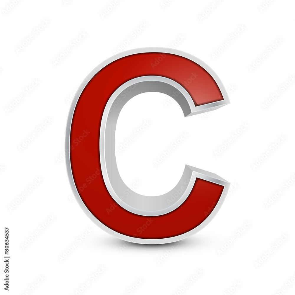 3d red metallic letter C 3d red metallic letter C