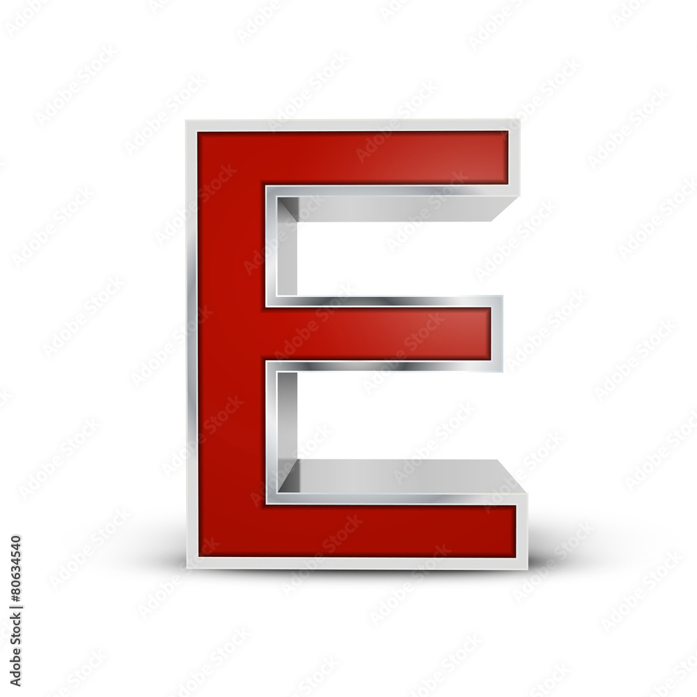 3d red metallic letter E 3d red metallic letter E