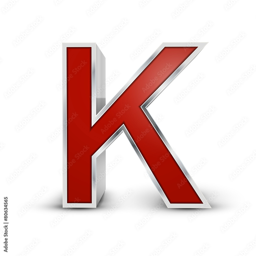 3d red metallic letter K 3d red metallic letter K