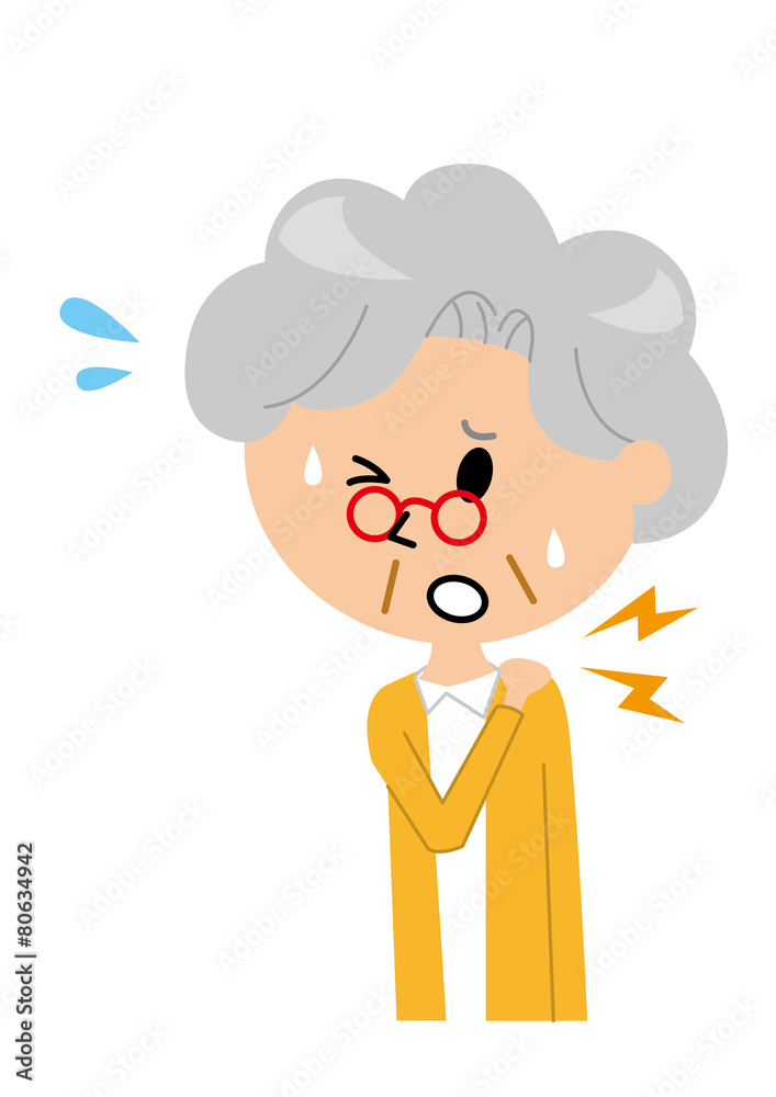 シニア女性　肩の痛み　肩こり