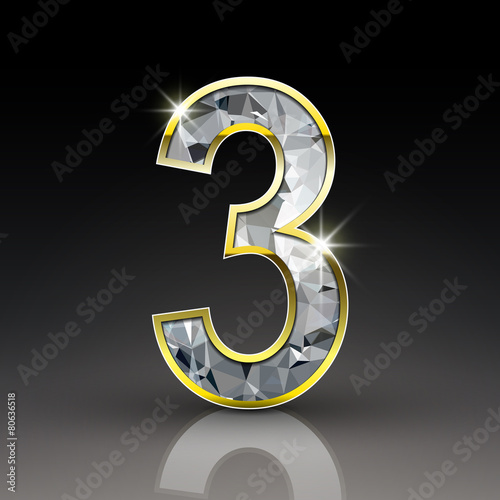 3d shiny diamond number 3