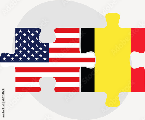 USA and Belgium Flags in puzzle