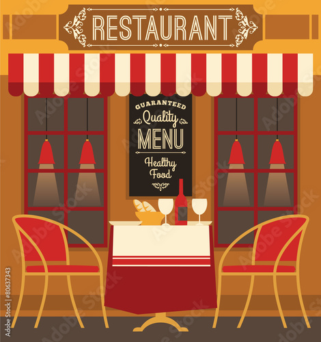 Vector modern flat design illustration of restaurant.