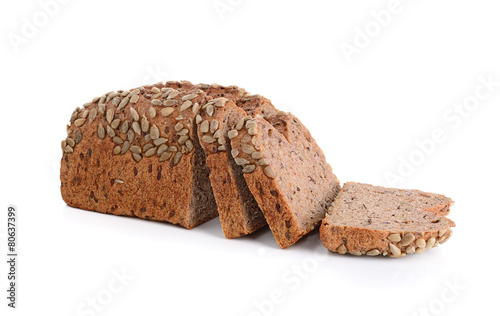 whole wheat bread isolated on white background