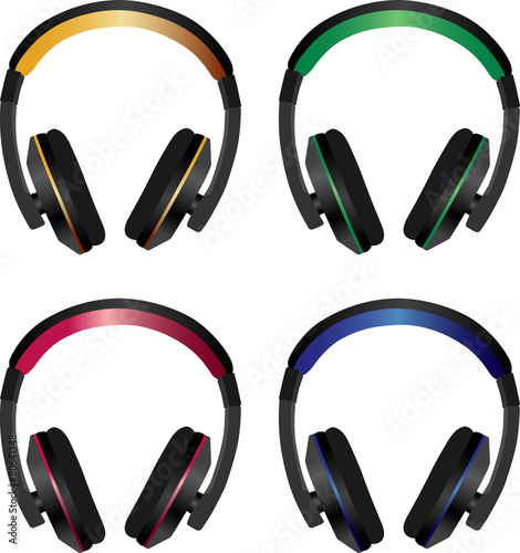 Colorful vector headphones pack