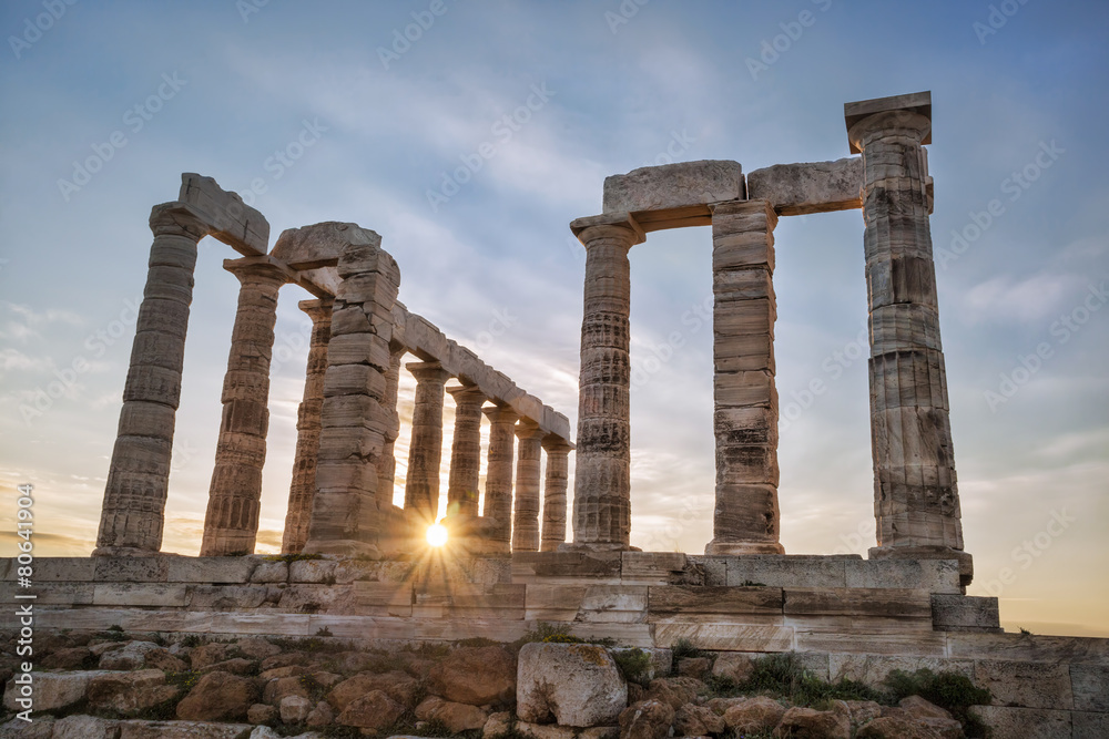 Greek temple Poseidon,  Cape Sounion in Greece