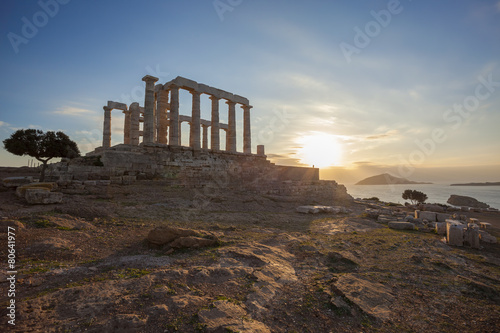 Greek temple Poseidon, Cape Sounion in Greece