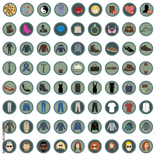 Vector Set of 49 Clothes Icons