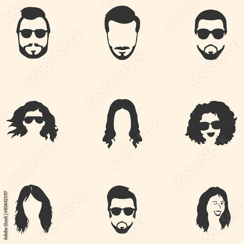Vector Set of Hairstyles Icons