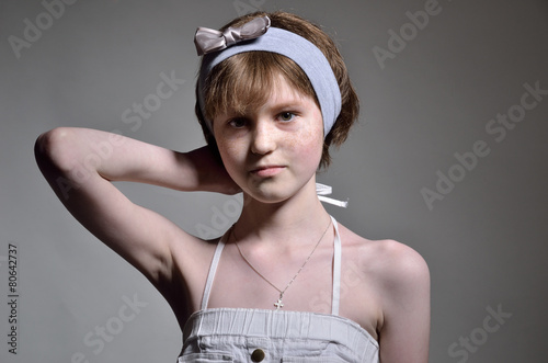Photos Slim teenage girl titivating
