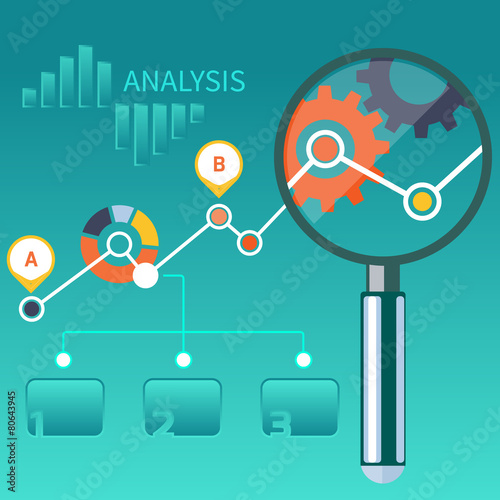Growth chart with magnifying glass focusing