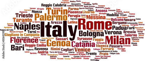 Cities in Italy word cloud concept. Vector illustration