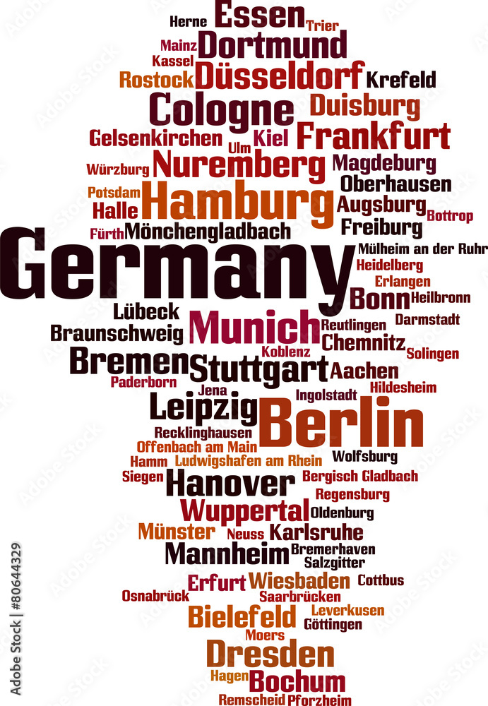 Cities in Germany word cloud concept. Vector illustration Cities in Germany word cloud concept. Vector illustration